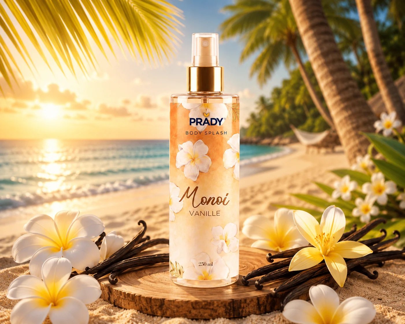 Brumes Corps et Cheveux Monoi Vanille 250ml - Prady